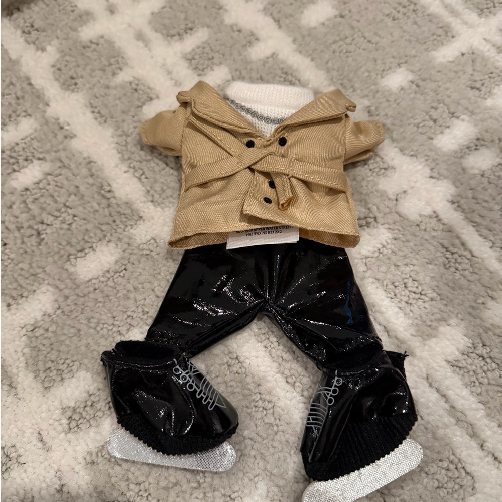Disney Doll Outfit Tan Jacket & Black Shiny Pants with White Boots